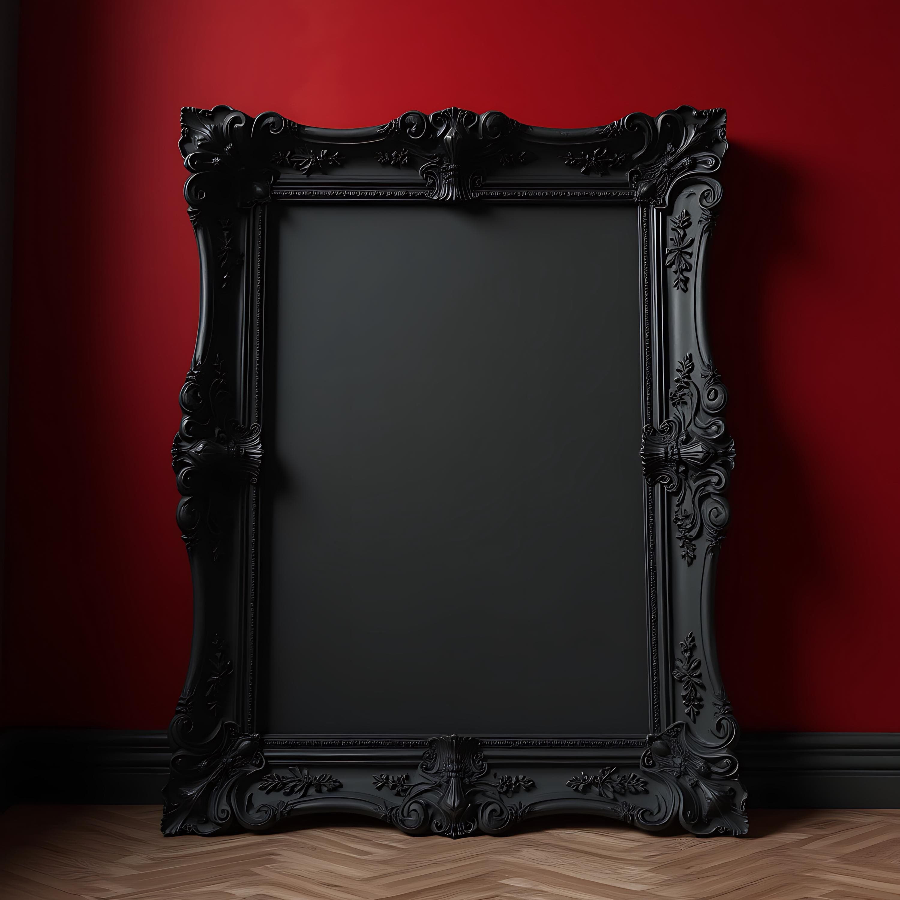 Elegant Black Gothic Frame Mockup | Antique Gold Frame | Blank Poster Mockup | Vintage Frame Mockup | PSD Mockup | Black Frame Mockup PSD