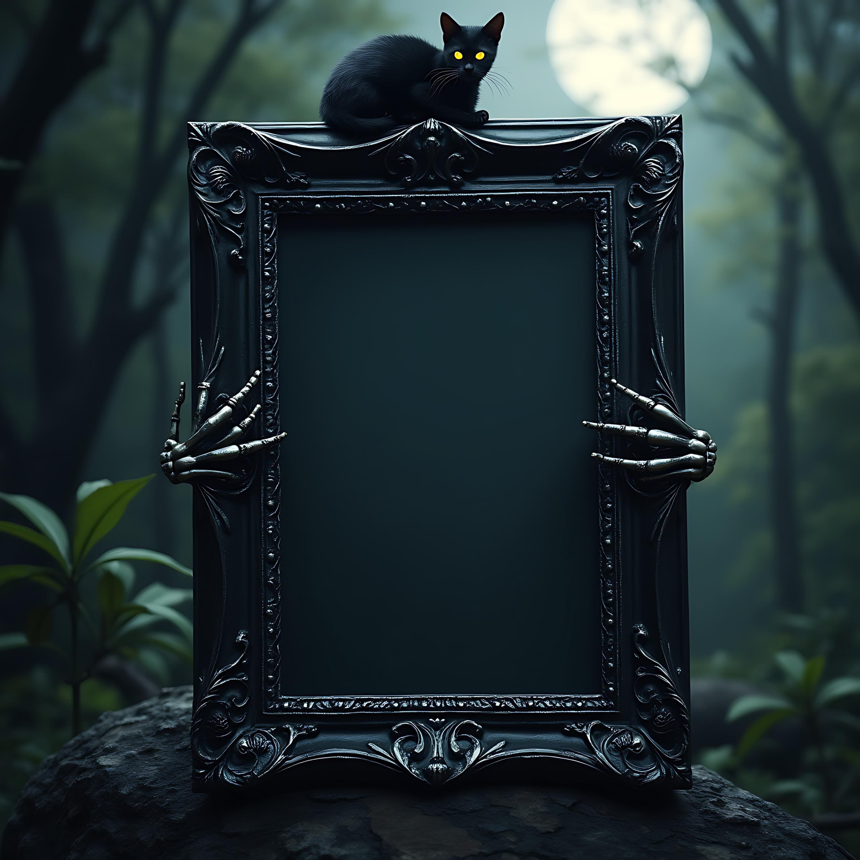 Gothic Frame Mockup with Black Cat | Ornate Picture Frame | Gothic Art | Gothic Frame | Gothic Wall Art | Ornate Frame | Gothic Photo Frame