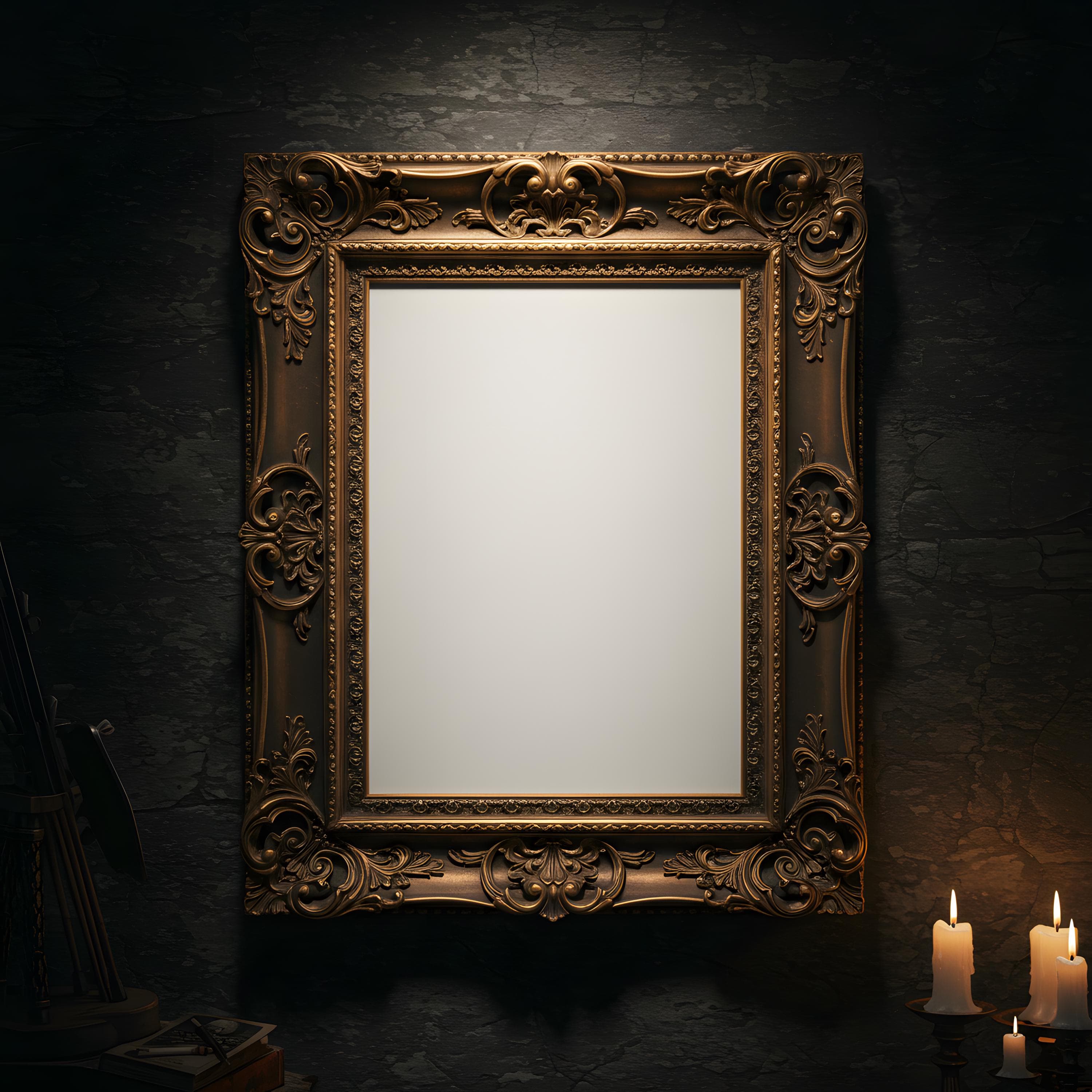 Luxurious Ornate Gothic Picture Frame Mockup | Baroque Vintage Wall Art Mockup | Elegant Antique Frame Mockup | Antique Picture Frame Mockup