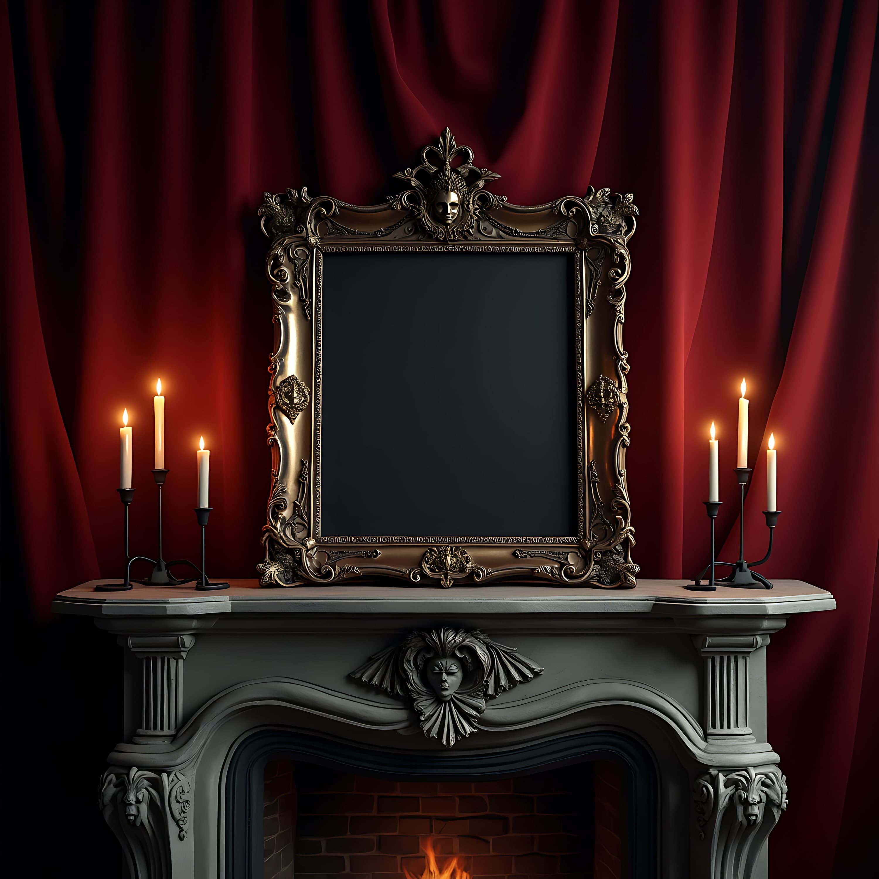 Gargoyle Style Gothic Frame Mockups | Frame Mockup | Poster Mockup | Art Print Mockup | Interior Mockup | Dark Mockup | Gothic Art | Gothic