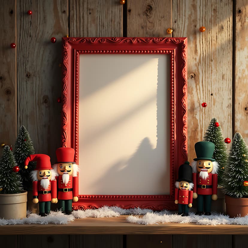 Whimsical Holiday Poster Frame Mockup | Frame Mockup | Minimalist Frame | Vertical Frame PSD | Christmas Wall Art | Mockup for Christmas |