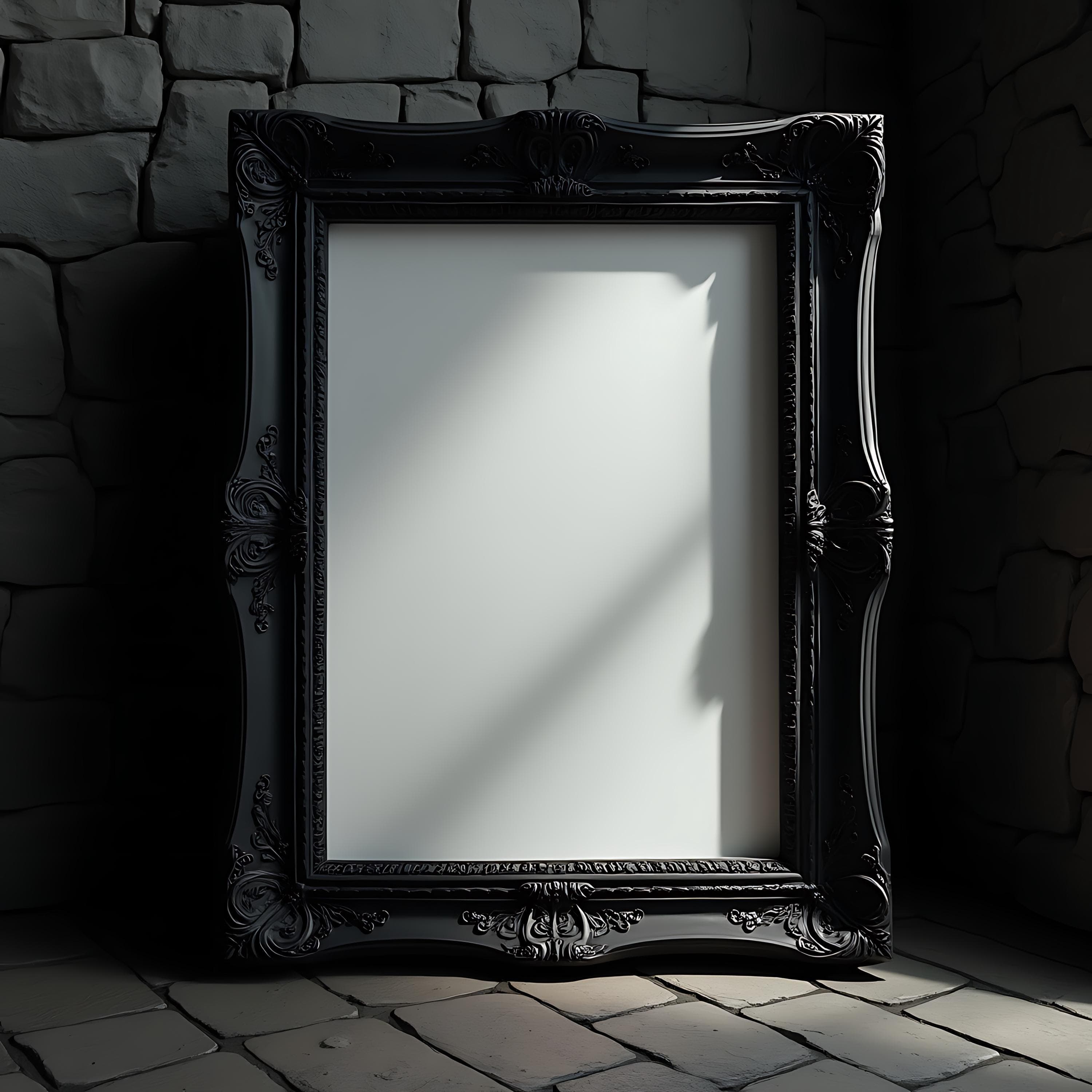 Gothic Black Frame Mockup | Baroque Poster Frame PSD | Single Frame Mockup | Dark Wall Art Frame | Photoshop Frame Display - view 2
