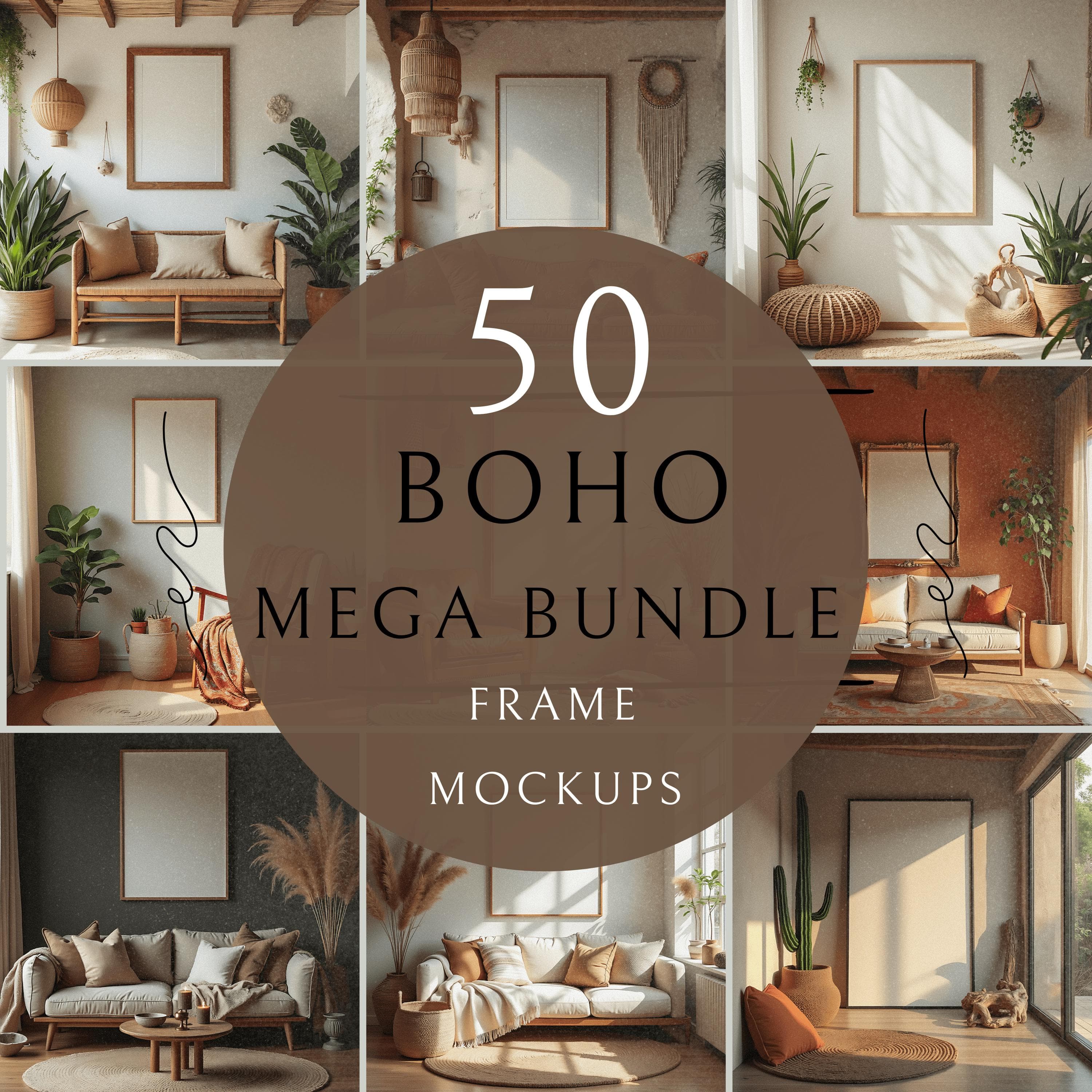 Boho Living Room Frame Mockup | Minimalist Frame | Poster Frame Mockup | Room Mockup | Living Room Mockup | Boho Mockup | Digital Frame |