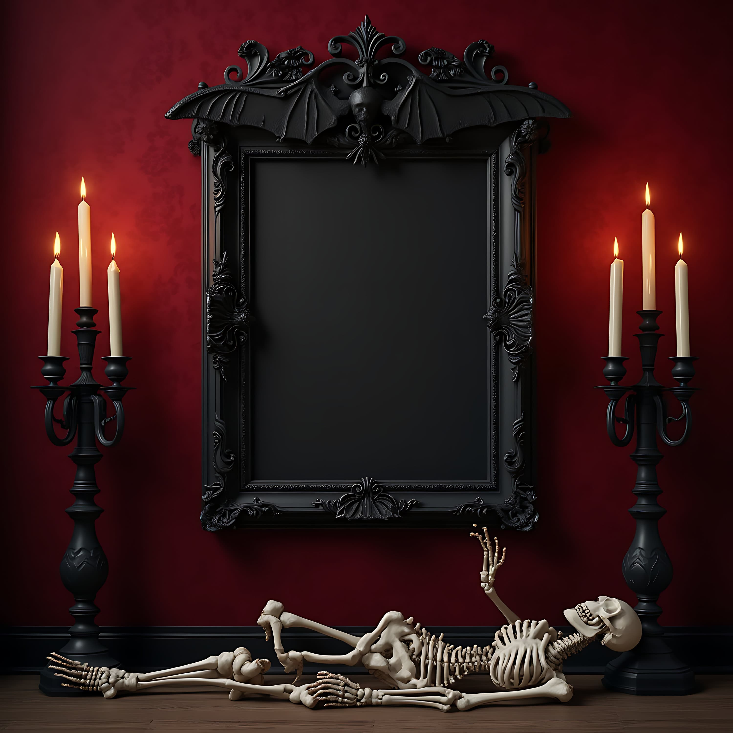 Dark Elegance Gothic Frame Mockup | Skeleton Decor | Gothic Picture Frame | Gothic Home Decor | Baroque Frame | Gothic Wall Art | Gothic Art