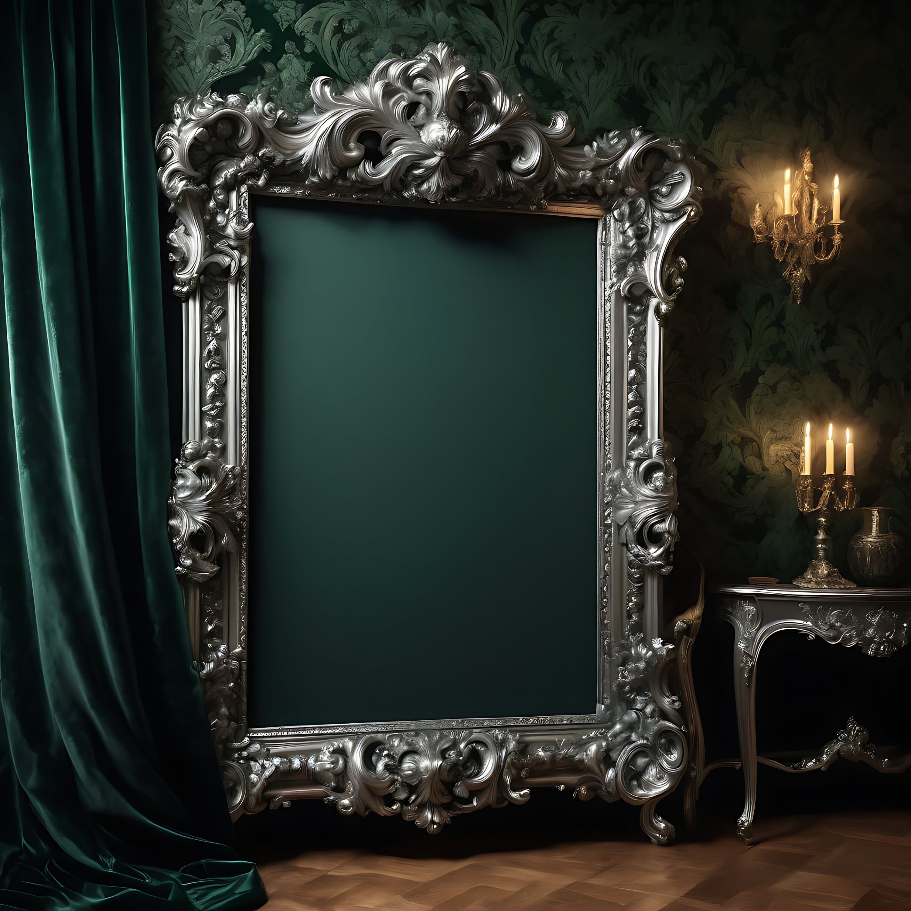 Silver Baroque Frame Mockup | Gothic Frame SVG | Gothic Frames | Gothic Framed Art | Gothic Frame Mockup | Frame | Gothic Wall Art Frame