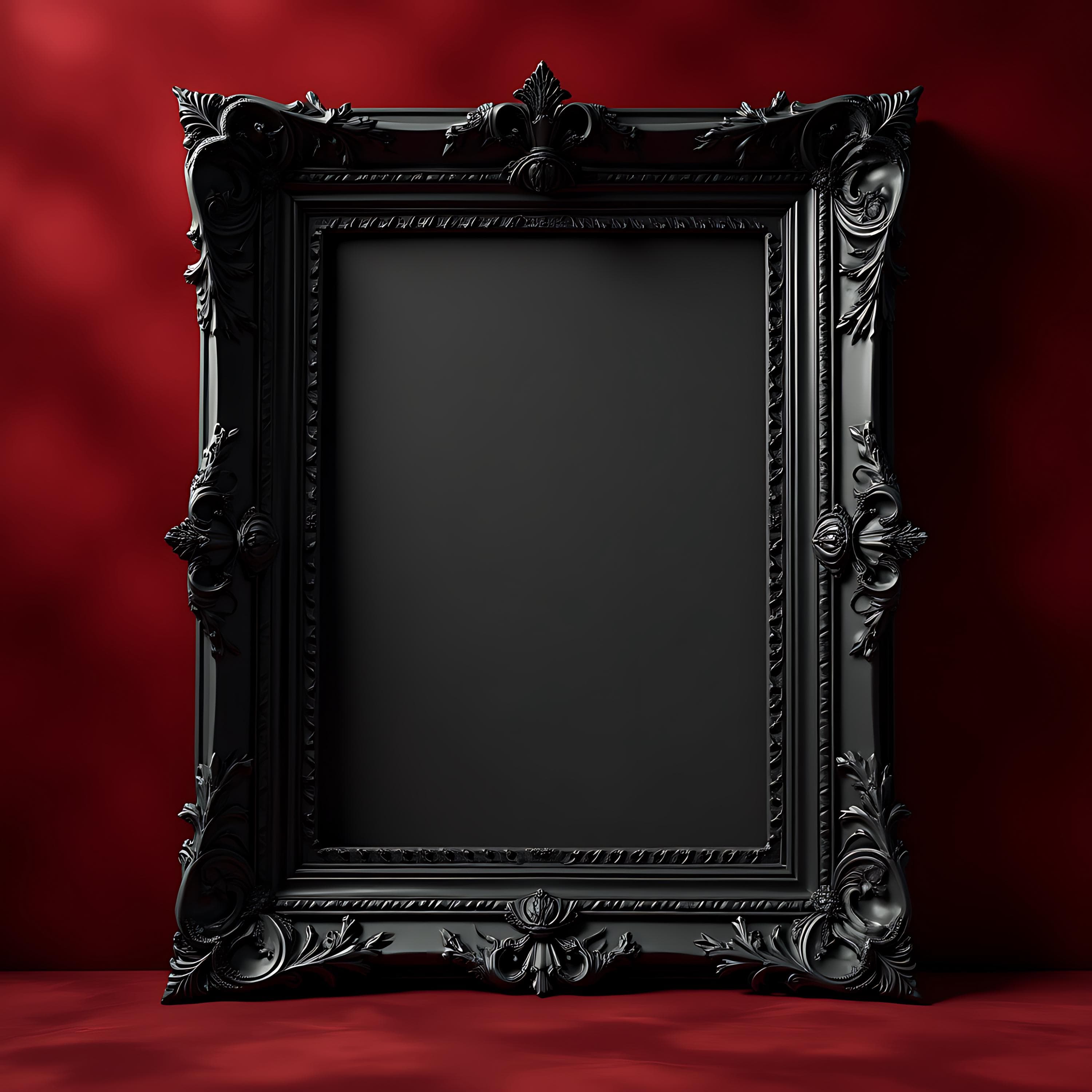 Elegant Black Gothic Frame Mockup | Antique Gold Frame | Blank Poster Mockup | Vintage Frame Mockup | PSD Mockup | Black Frame Mockup PSD - view 2