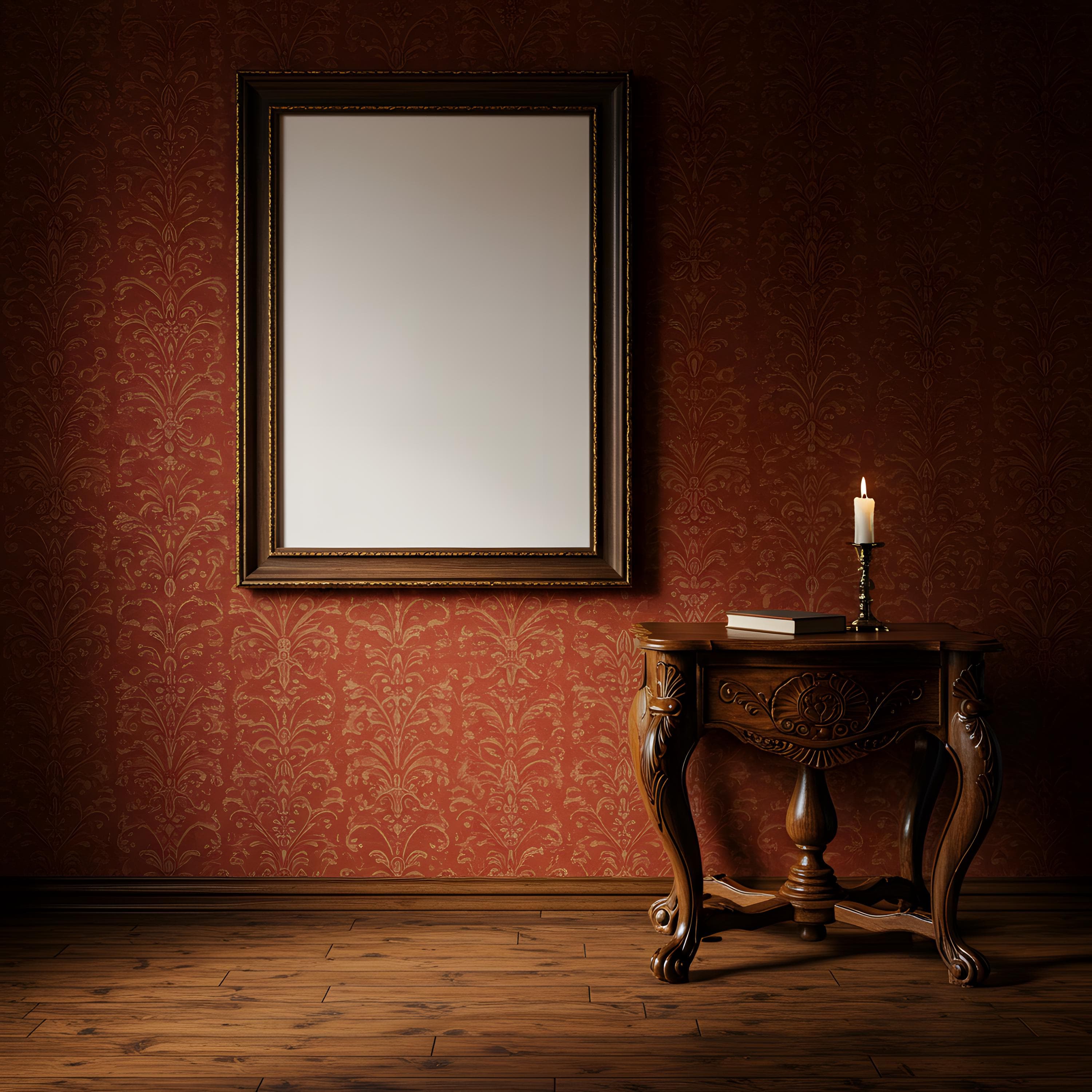 Vintage Interior Frame Mockup | Gothic Picture Frame PSD | Dark Wall Art Display | Printable Frame Mockup | Poster Frame Mockup | Art Mockup