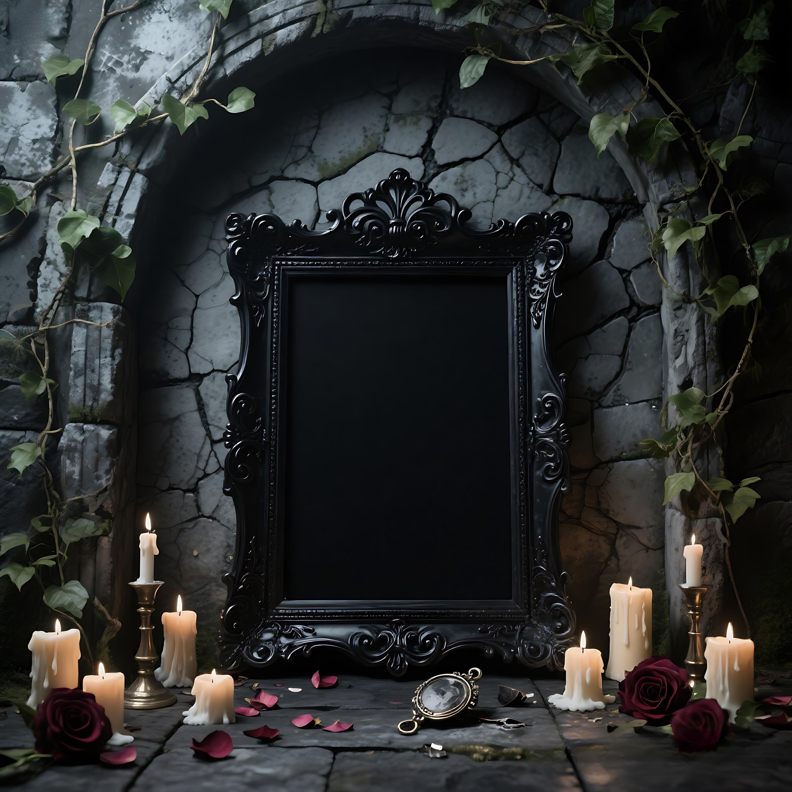 Black Victorian Gothic Frame Mockup | Baroque Frame PSD | Dark Art Display | Gothic Poster Mockup | Printable Frame | Digital Download |