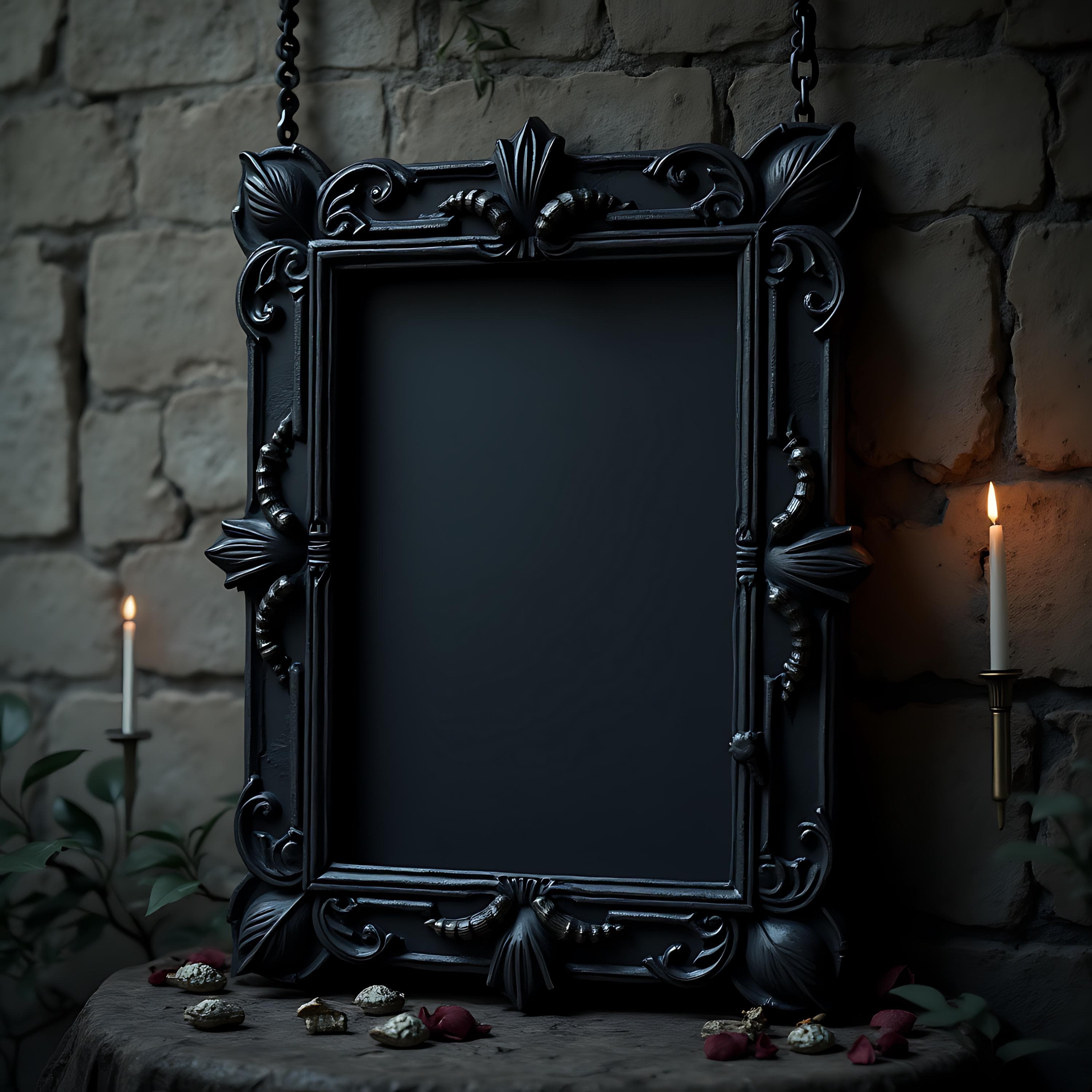 Dark Gothic Frame Mockup | Black Picture Frame PSD | Art & Print Mockup | Wall Art Display Template
