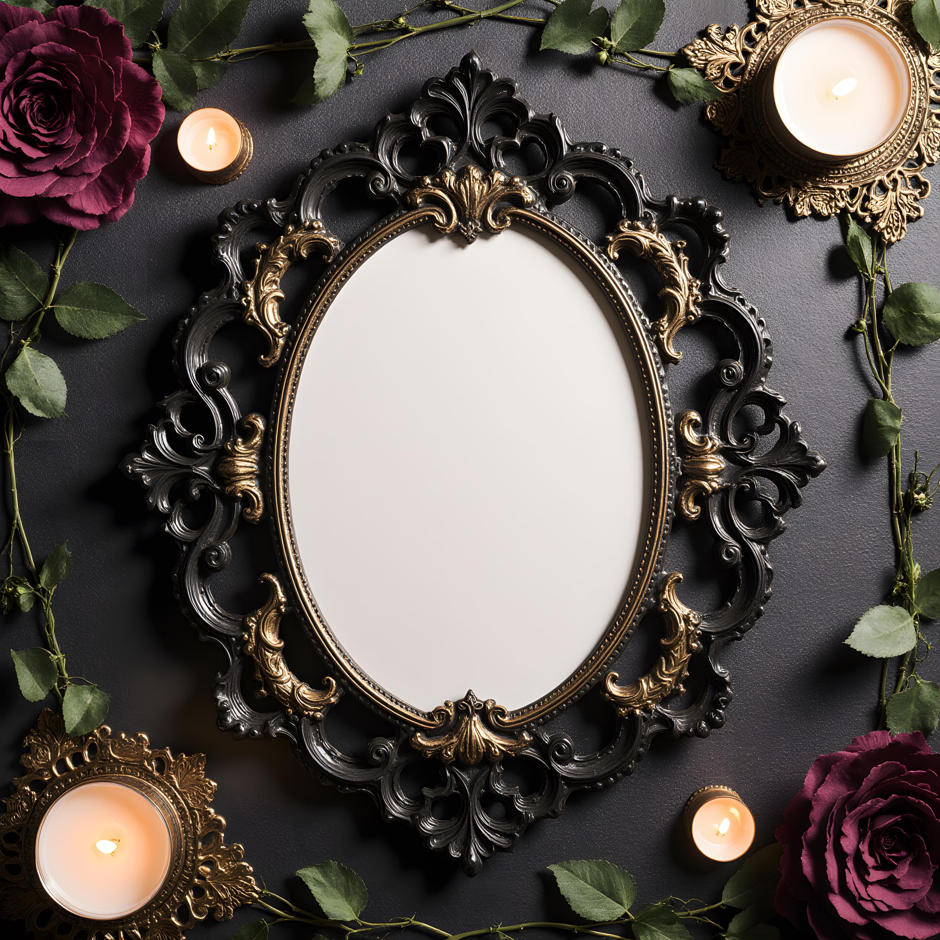 Black Victorian Gothic Wedding Card Mockup | Wedding Card Mockup | Dark Romantic Invitation Mockup | Elegant Wedding Stationery Mockup | - view 2